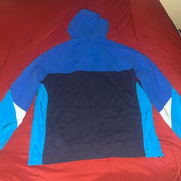 American Eagle Blue Colorblock Windbreaker Hoodie Mens XL - Picture 4 of 4